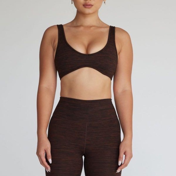 CSB Espresso Marl Isla Crop Bra and Shorts S/XS - Picture 2 of 5